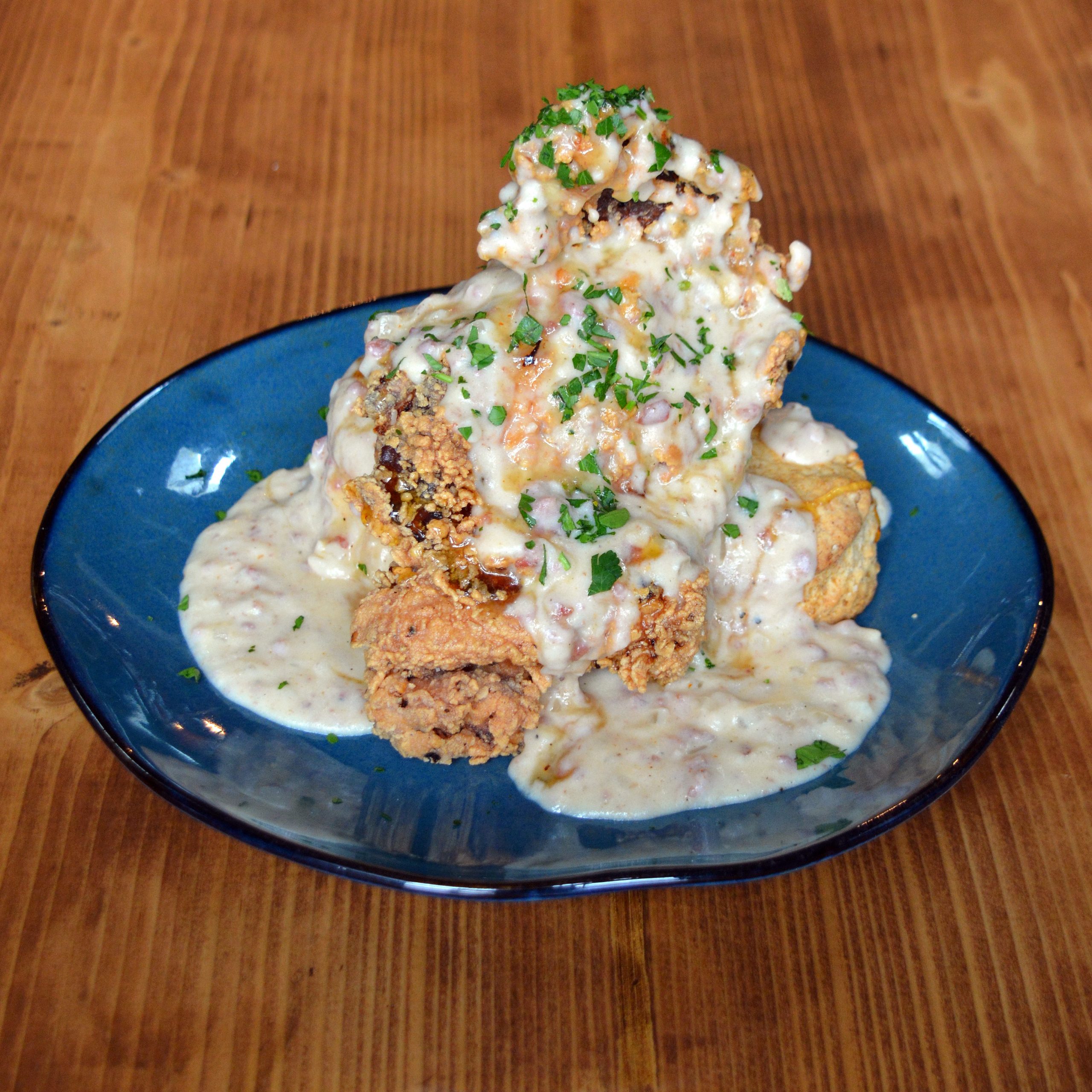 Fried Chicken topped with Gravy